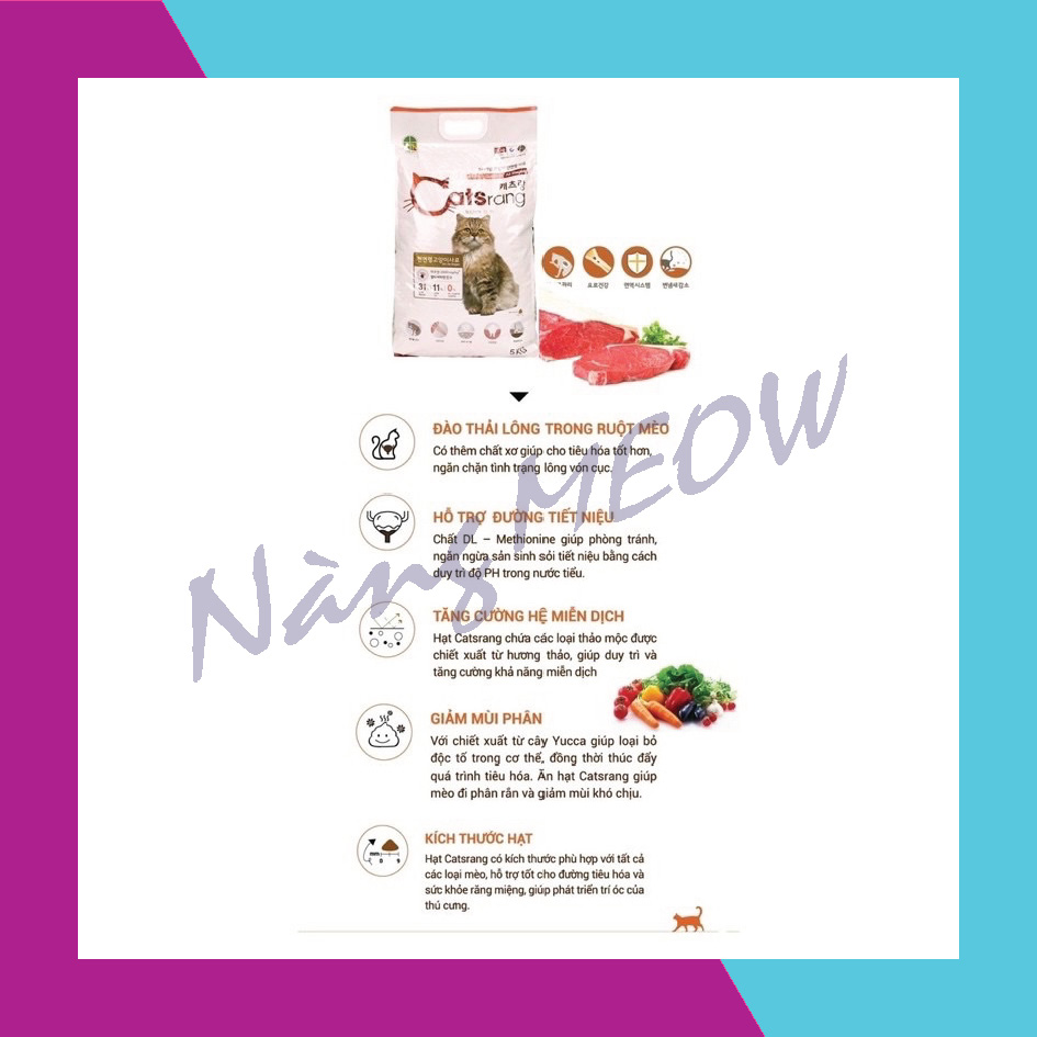 Thức Ăn Hạt Khô CATSRANG Cho Mèo Túi 5Kg