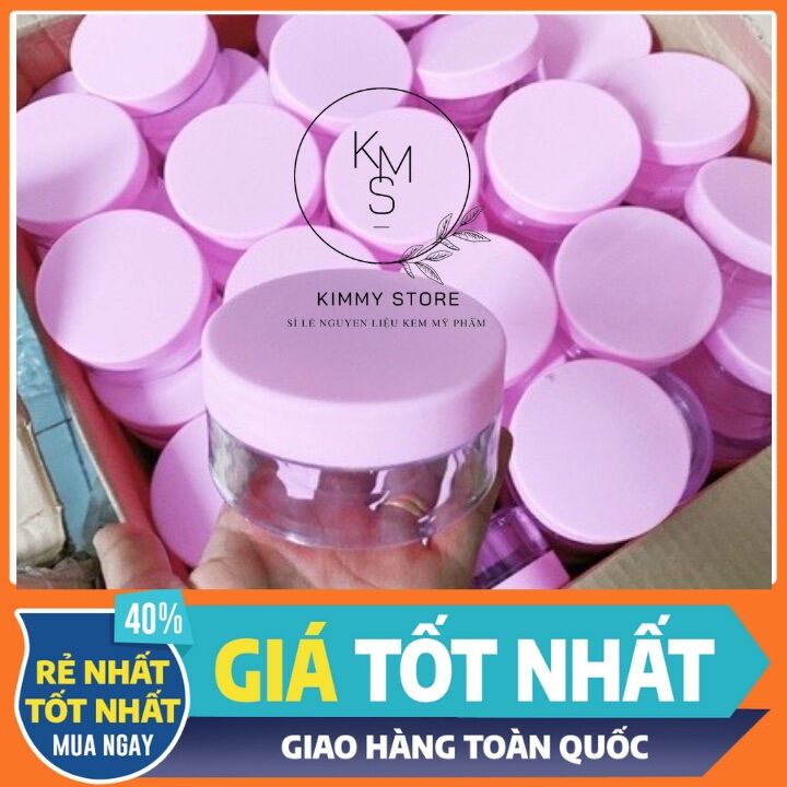 [HCM]Lẻ hộp đựng kem 200g dẹp trong suốt nắp hồng