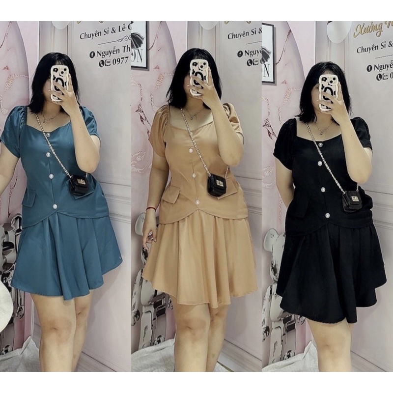 Sét Chân Váy Xoè Bigsize 67Kg Đến 95Kg(Sét Cotton Lạnh) Áo