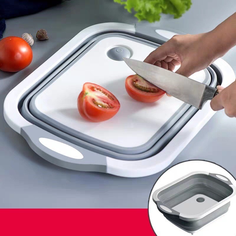 Bộ chậu gấp gọn kèm thớt 3 in 1- thớt đa năng - thớt chậu gấp gọn