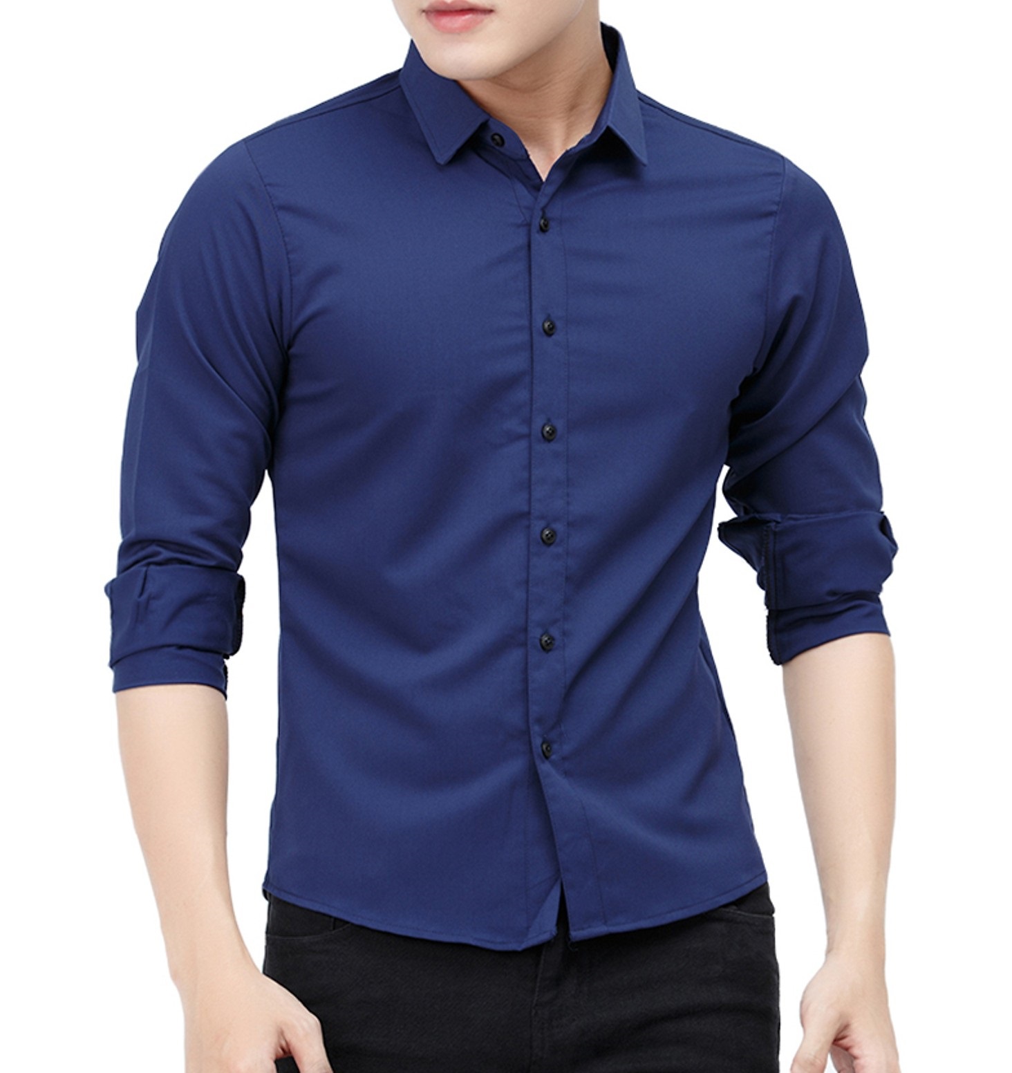 Áo sơ mi nam trơn chất liệu vải mềm, không nhăn