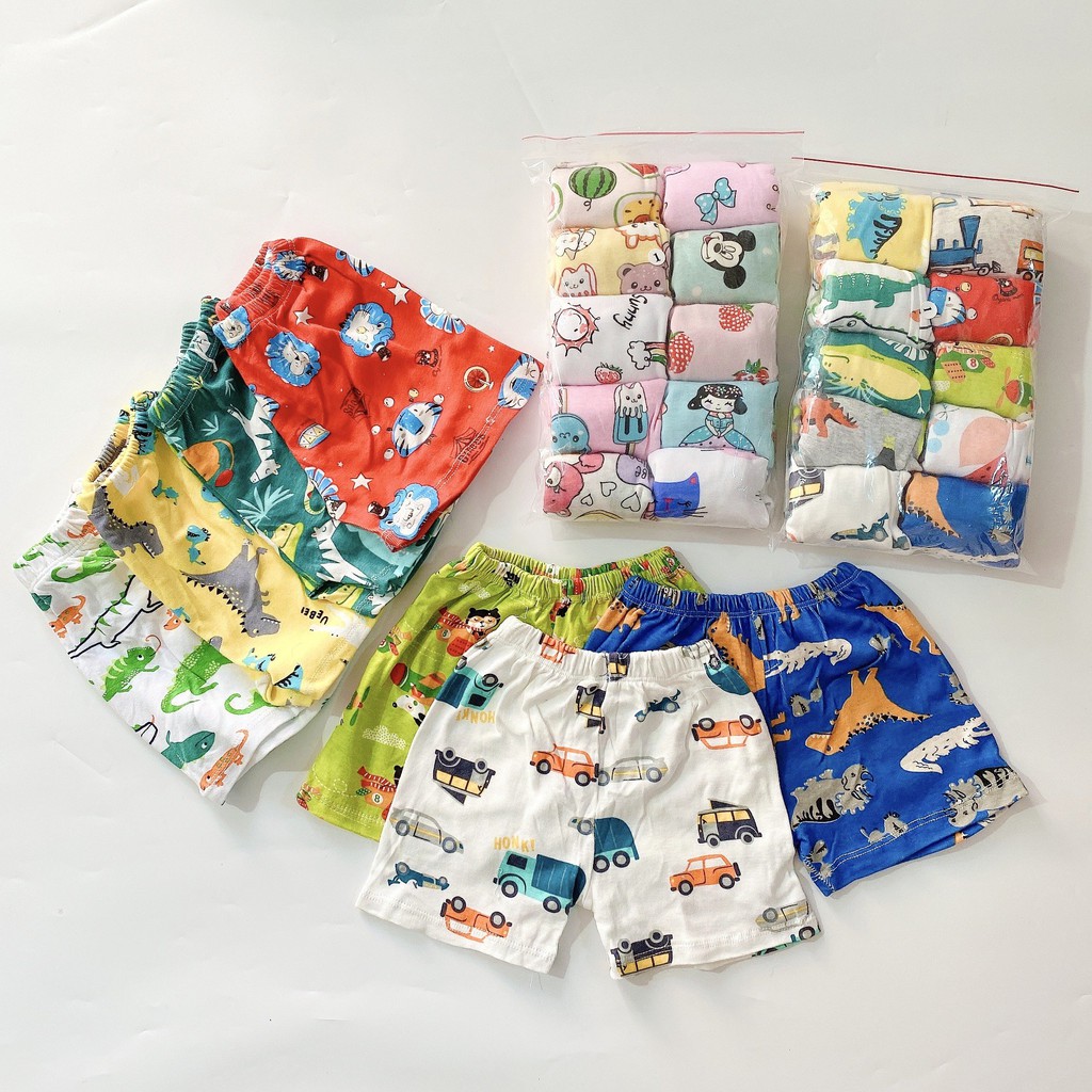 Quần đùi cotton cho bé trai,gái thoáng mát mặc hè (6-16kg)