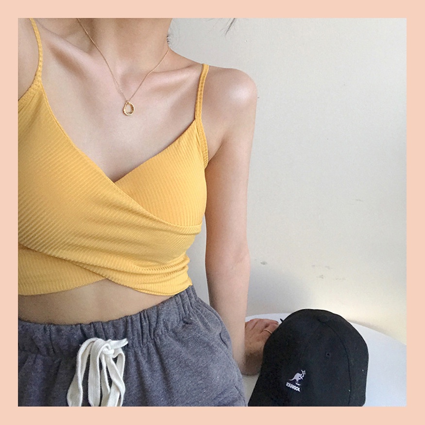 Áo Bra UNDERCOOL Cotton Thoáng Mát May Chéo Có Đệm Ngực