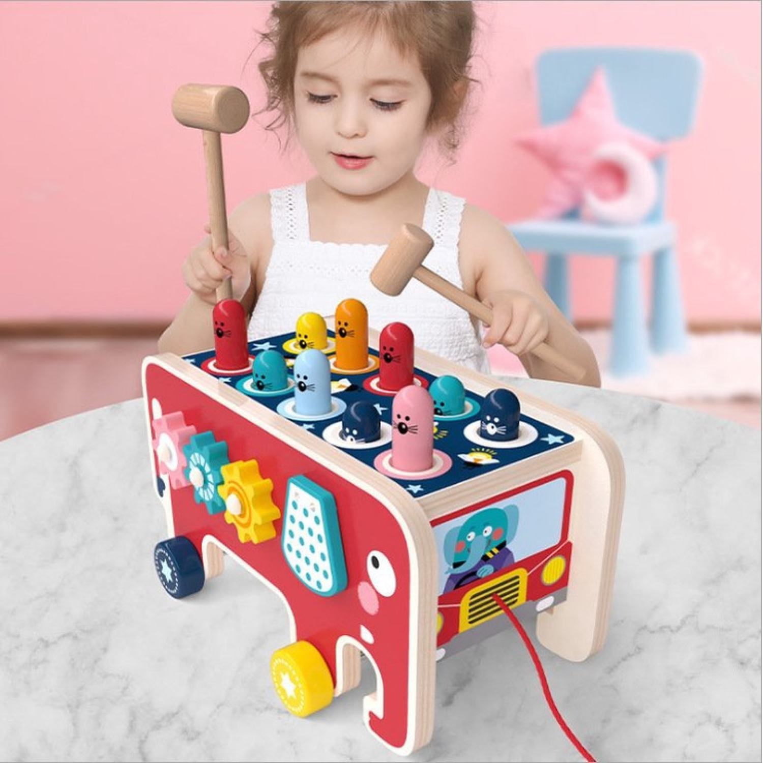 Đồ chơi gỗ Đập Chuột Kèm Đàn - Đập chuột bằng gỗ cho bé chơi 2 người giúp