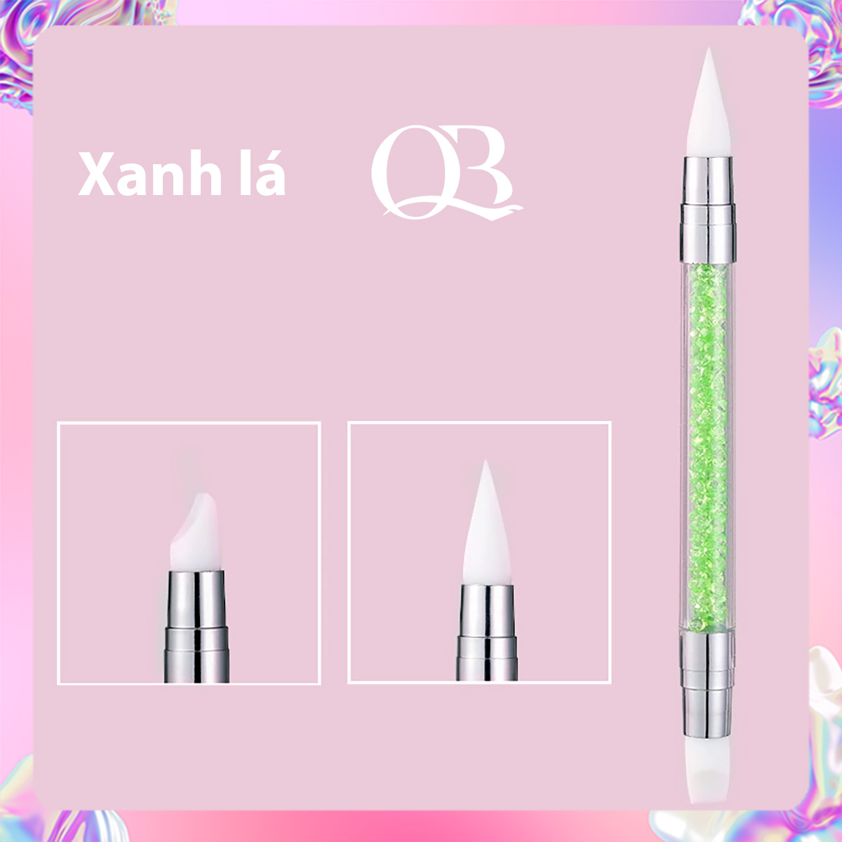 Cọ silicon 2 đầu nặn hoa 4D, chà tráng gương, miết sticker cán đá