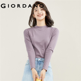 GIORDANO Women T-Shirts Mockeneck Smooth Soft Solid Color T-Shirts Multi thumbnail
