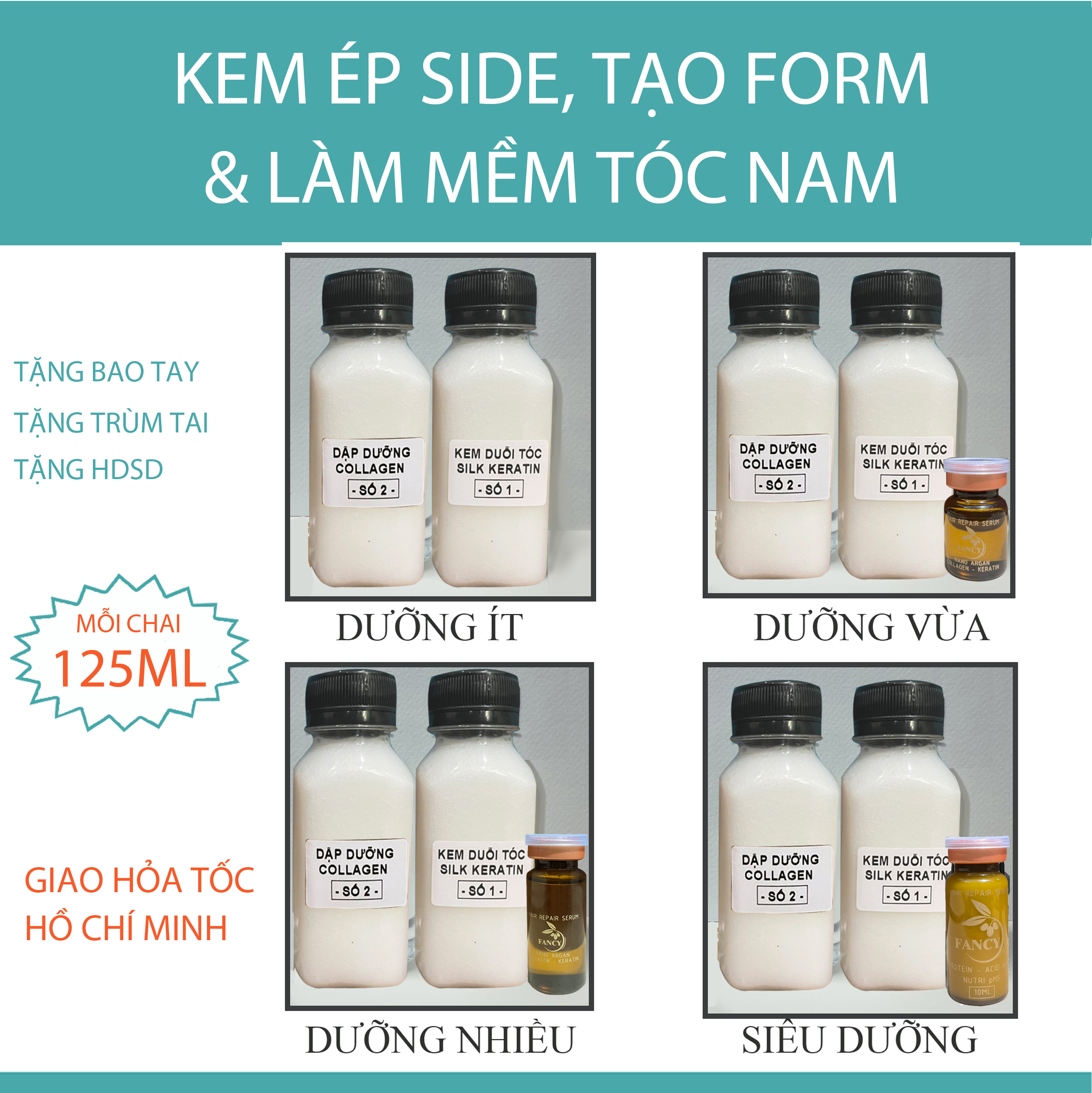 Kem Ép Side Duỗi Tóc Tạo Phom và Làm Mềm Tóc Nam