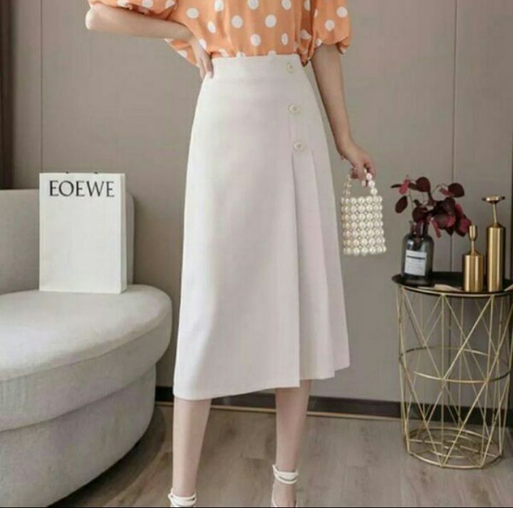 chân váy dài qua gối 3 khuy