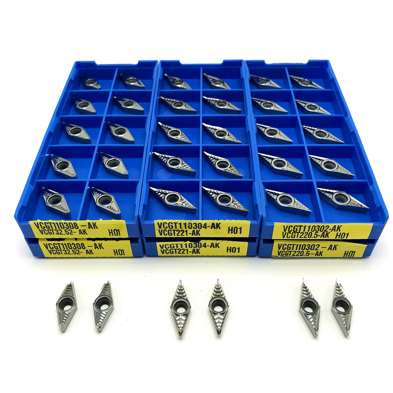 Vcgt110302 vcgt110304 vcgt110308 ak h01 nhôm chèn kim loại gỗ chuyển công cụ cnc biến chèn đồng nhôm công cụ