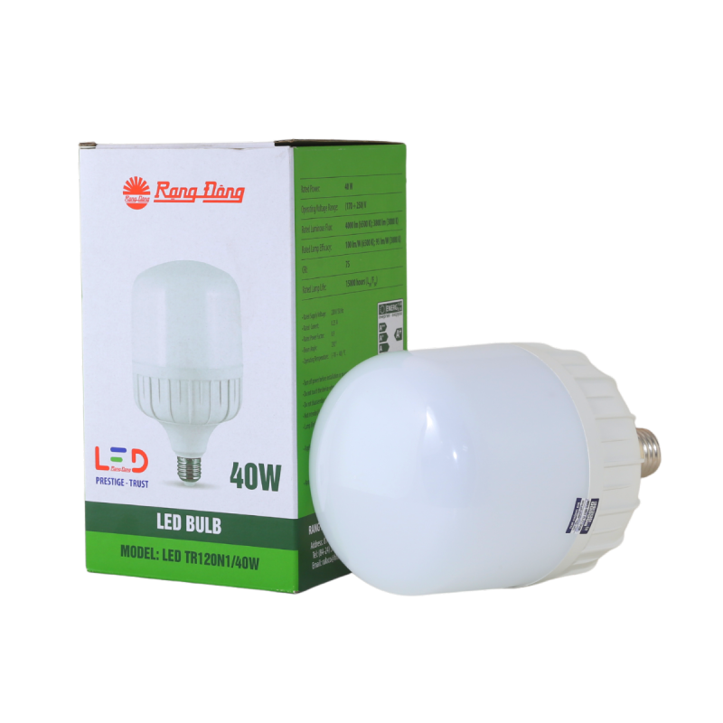 Bóng đèn LED Rạng Đông Bulb trụ TR120N1 – 40W chip led SS chất lượng ánh sáng cao góc mở sáng rông chịu nhiệt tản nhiệt nhanh