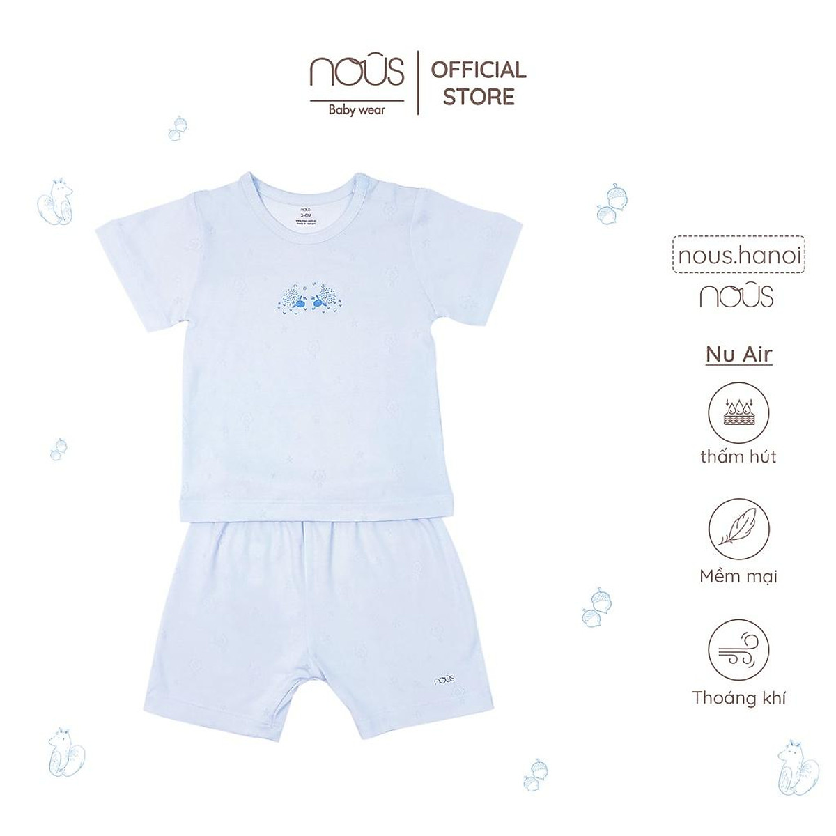 Bộ cộc tay cúc giữa nous size từ 3m đến 12m