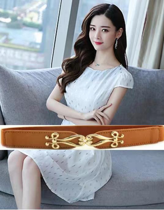 Thắt lưng nữ dây nịt nữ patterned 2cm màu nâu