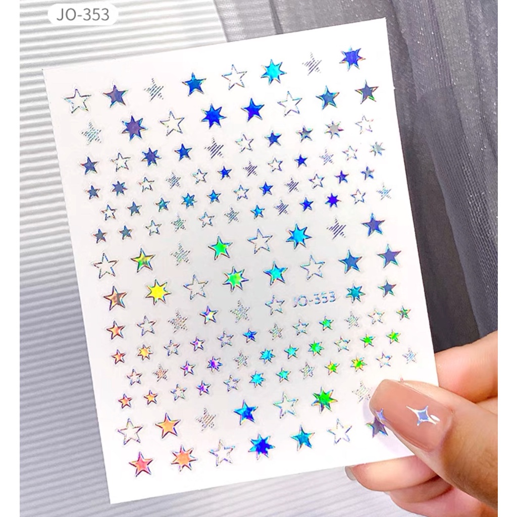 Sticker nhũ flash 3D hoạ tiết nổi dán móng tay nail, hình dán móng tay kim tuyến 3D