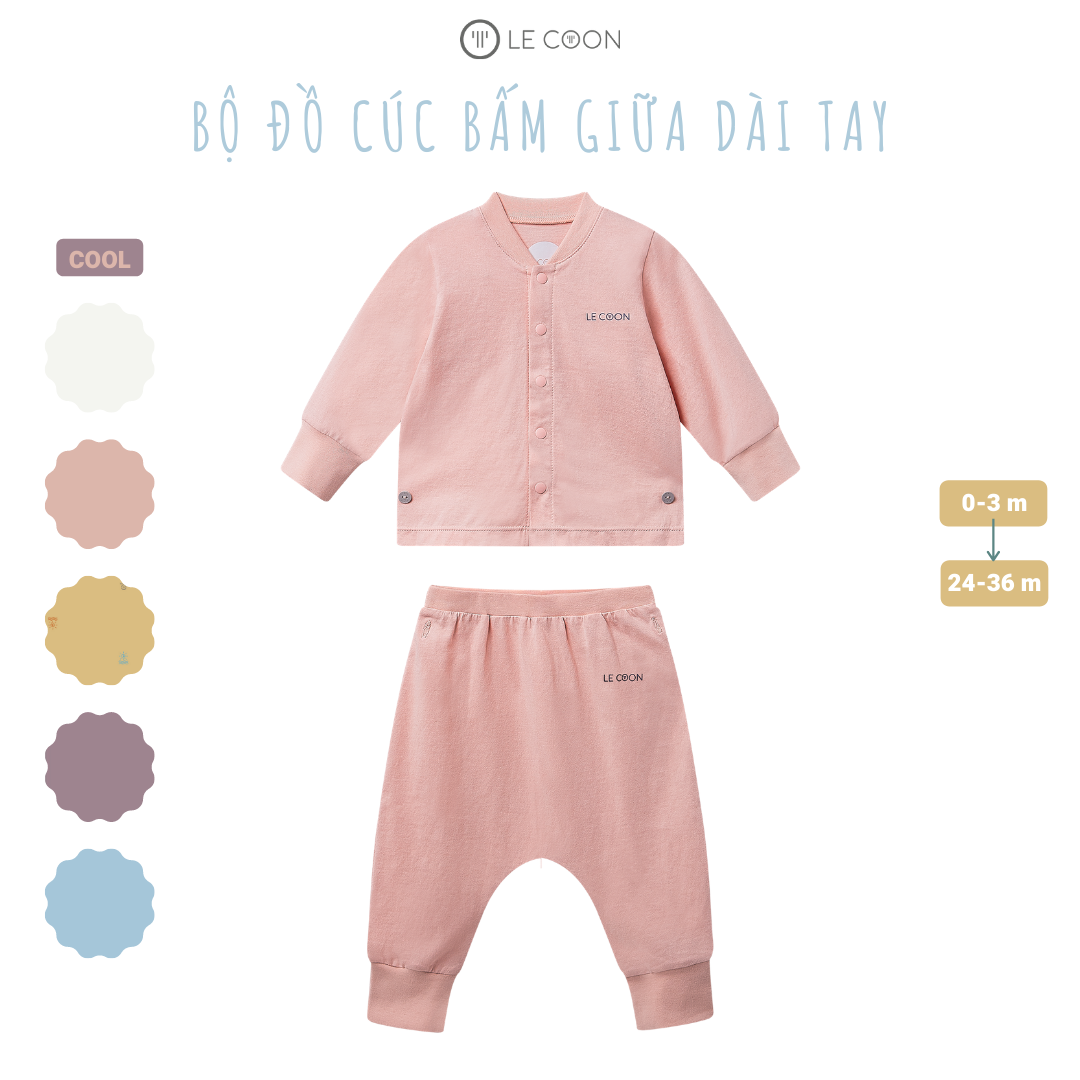 LE COON | Bộ Đồ Cúc Bấm Giữa Dài Tay | COOL