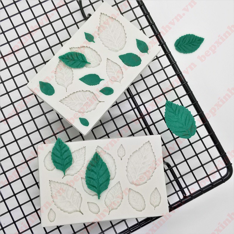 Khuôn silicon 3D 12 lá hồng