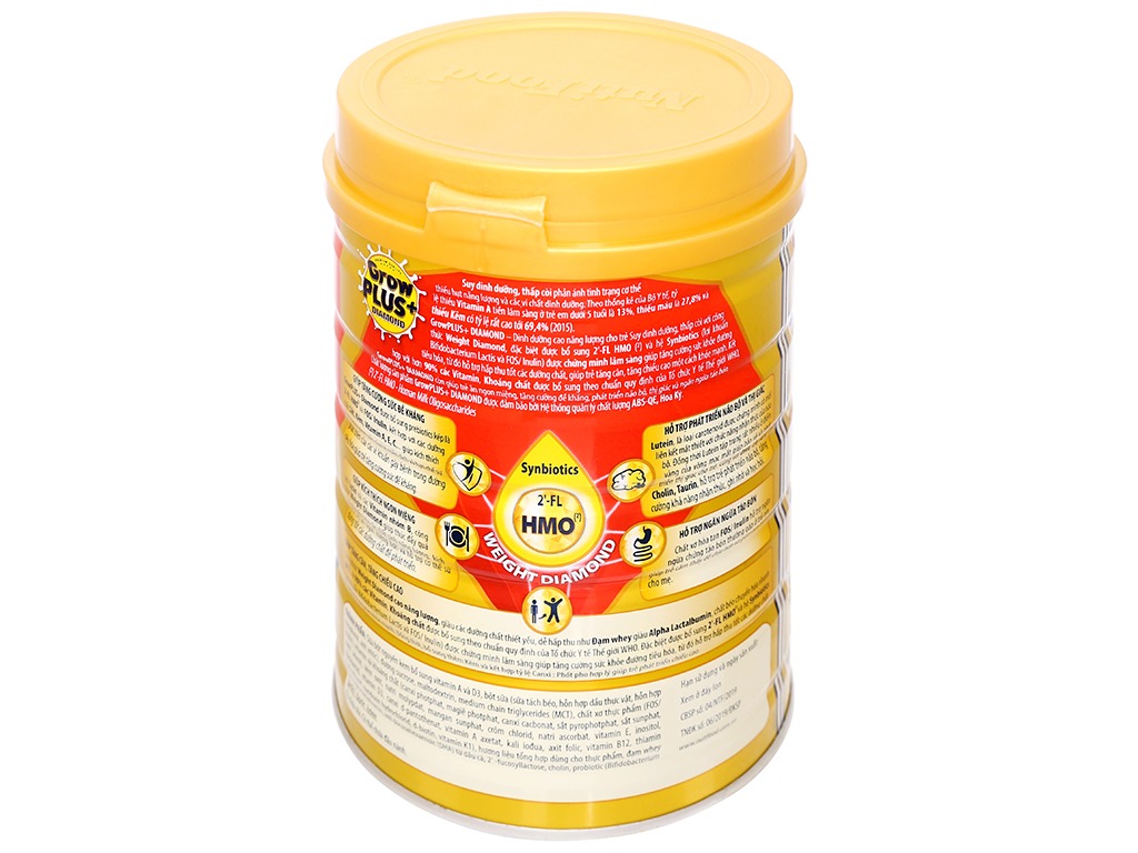 Sữa bột NutiFood Grow Plus+ Diamond 2+ lon 850g (trên 2 tuổi)