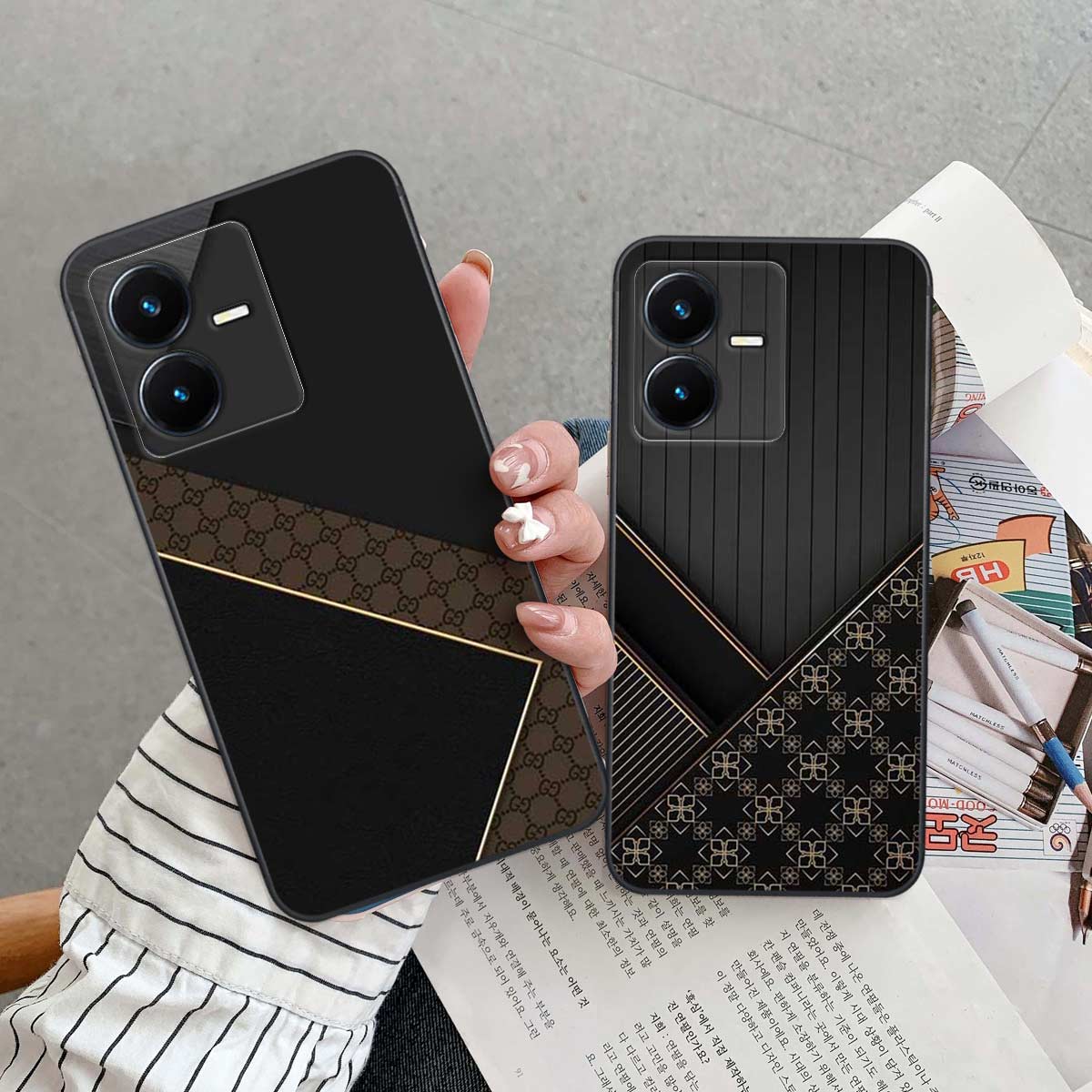 Ốp lưng điện thoại Vivo Y22s hình họa tiết thương hiệu thời trang caro LV cực đẹp, ốp cho nam, vỏ ốp lưng silicon rẻ bền đẹp