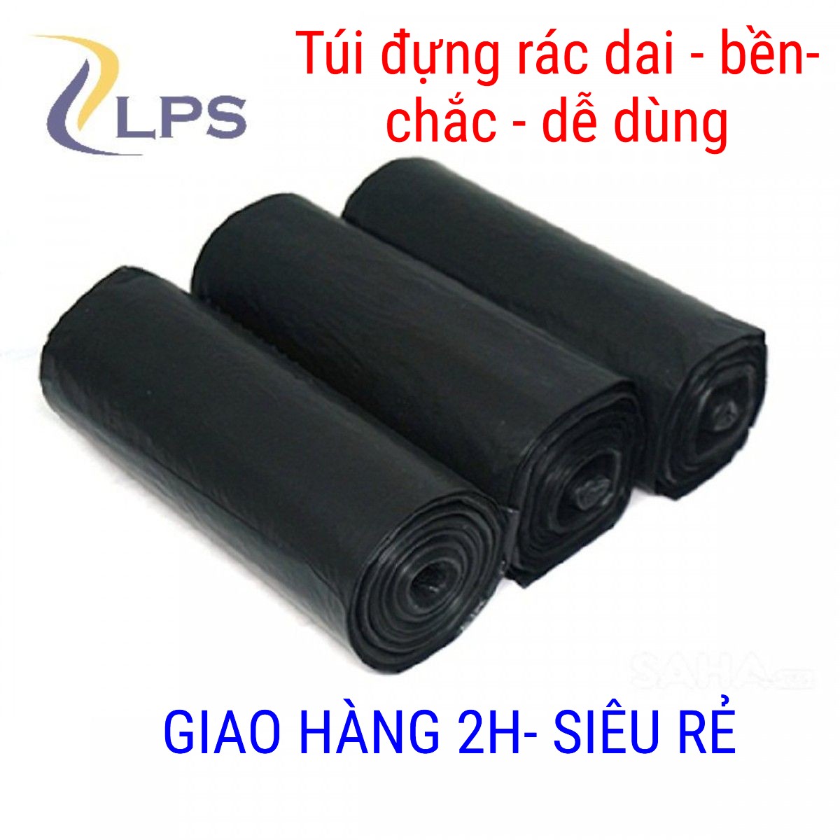 1 Kg bao đựng rác size tiểu màu đen (3 cuộn)