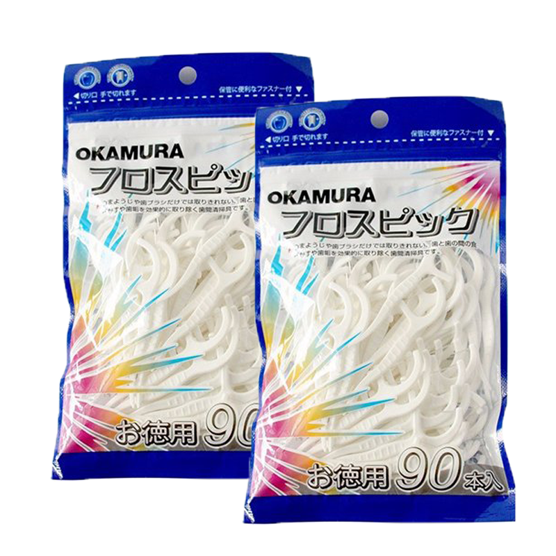 Okamura-Combo 2 bịch Tăm Chỉ kẽ răng cao cấp Nhật bản (gói 90 chiếc*2)