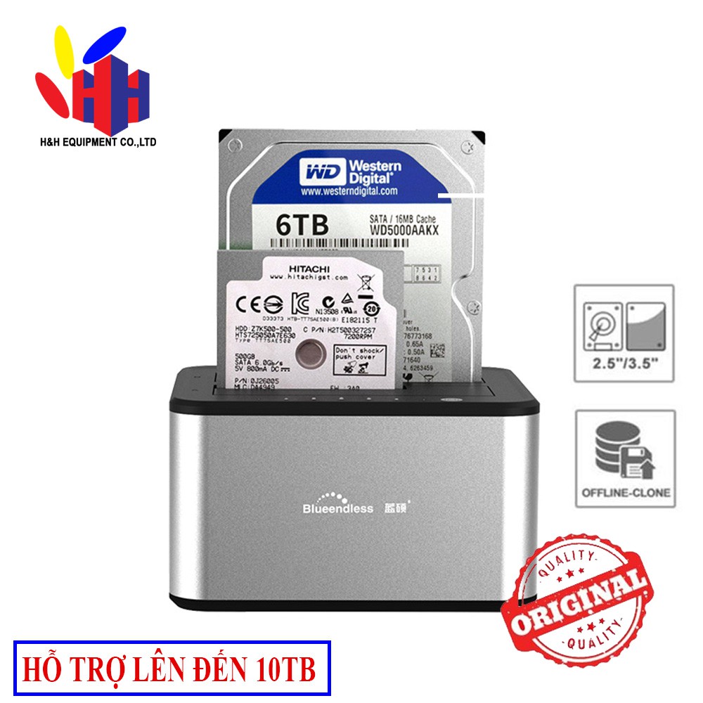 DOCK HDD BLUEENDLESS HD07A Sata 2.5”+3.5” USB 3.0 (Hỗ trợ đến 10T)