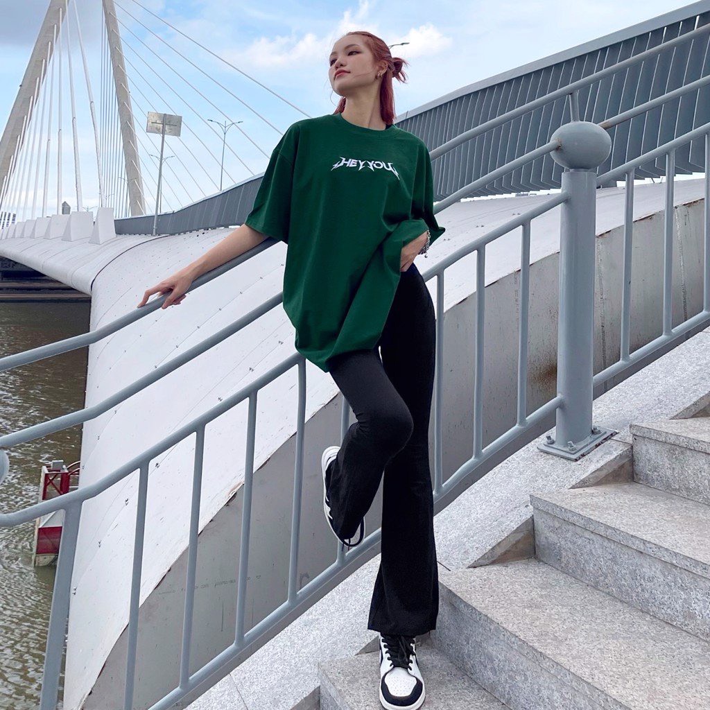 Áo thun áo phông HEYYOU METAL GREEN    - Áo phông form rộng tay lỡ phong cách Hàn Quốc phù hợp cả nam nữ cặp đôi - Tokyo shop