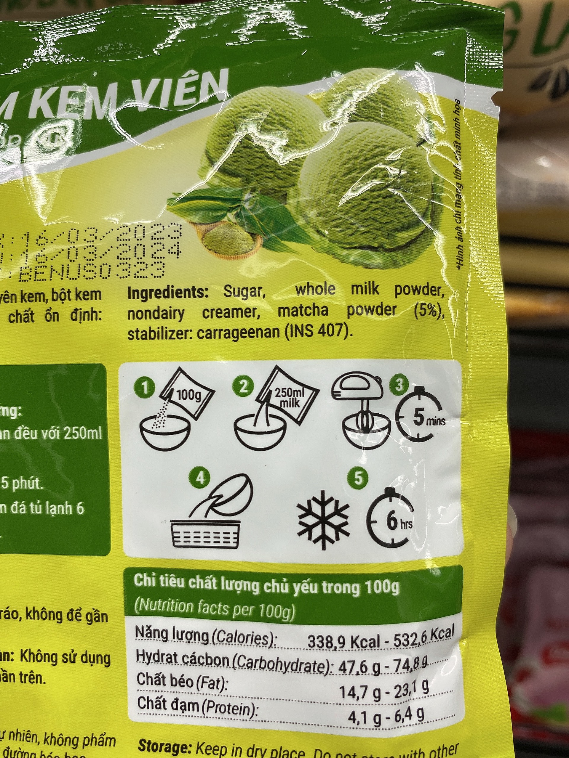 Bột Làm Kem Viên Trà Xanh