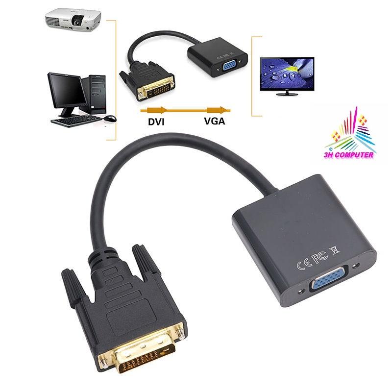 Cáp Chuyển Đổi DVI Sang VGA - DVI ( 24+1 ) To VGA ( Màu Đen ) Cáp chuyển đổi DVI-D 24+1 sang màn hình LCD máy chiếu có VGA - dvi-d 241