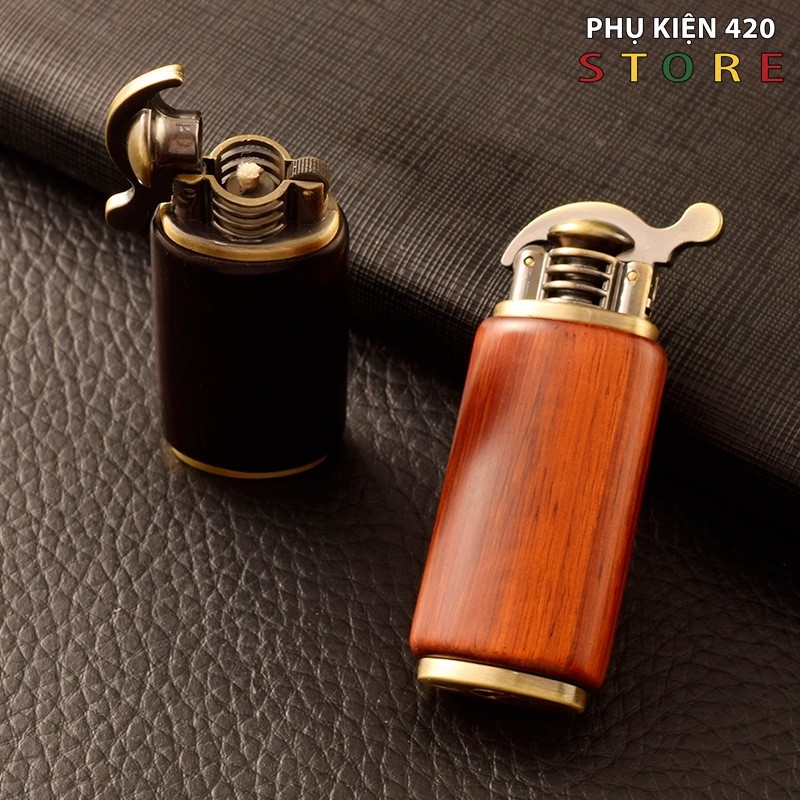 Máy Lửa Xăng Đá Vỏ Gỗ Cỡ Trung - Bật Lửa Hộp Quẹt Độc Lạ Đẹp (may lua xang da vo go co trung - bat lua hop quet doc la dep)