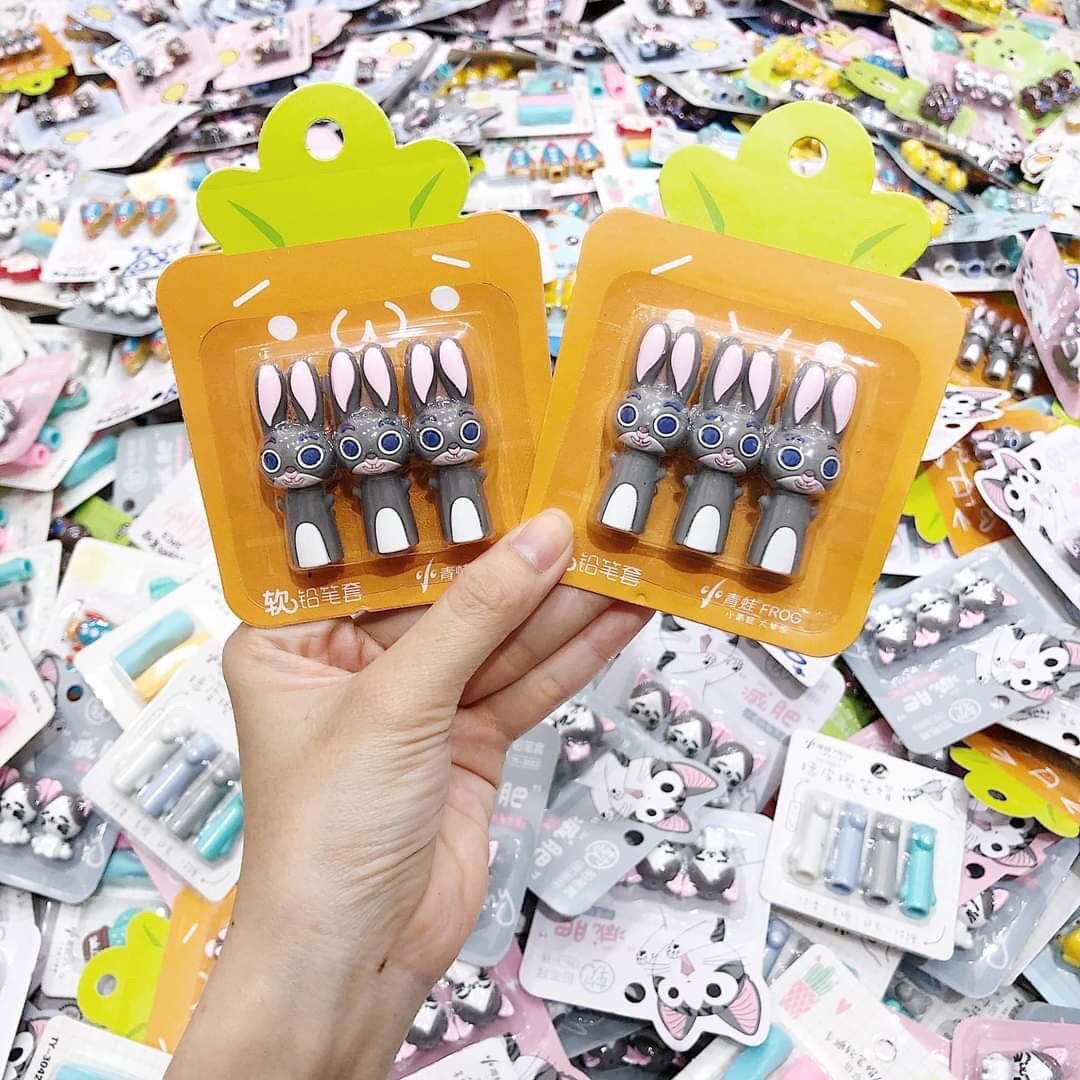 [MUA 2 GIẢM 5%]Set Nắp Đậy Bút Chì Chuốt Mẫu Thú Cute cho bé