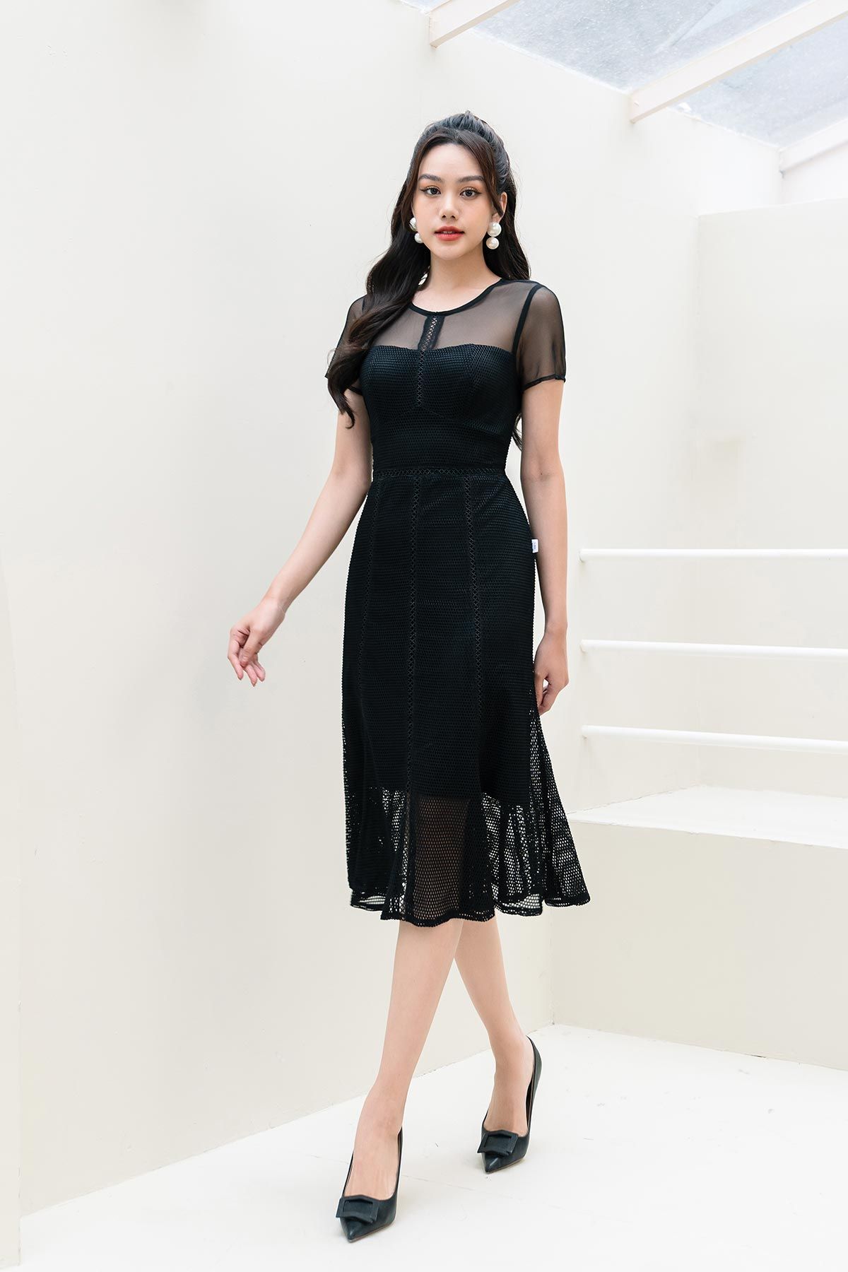Đầm dạ hội lamer ren xòe s63l22q014