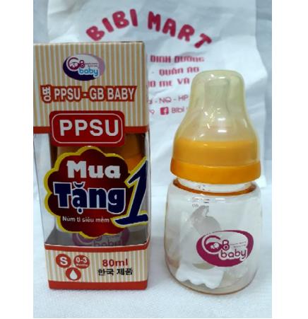 BÌNH SỮA PPSU GB BABY CỔ HẸP 80ml/120ml/270ml ( tặng kèm 1 núm ti silicon )