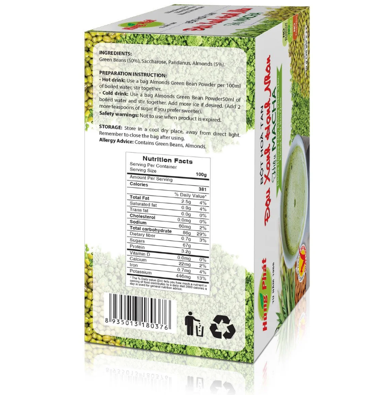 [NGŨ CỐC DINH DƯỠNG] Bột HT Đậu Xanh Hạnh Nhân Hiệu Macha - Trà Hùng Phát