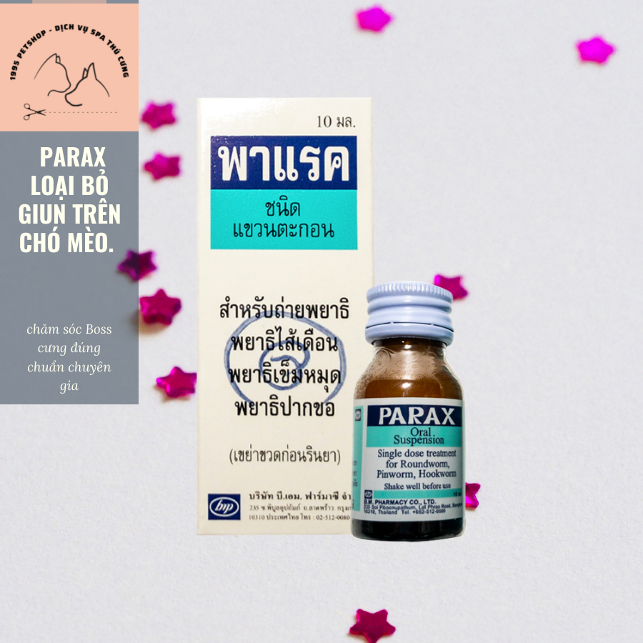 Parax tẩy giun dạng nước cho chó mèo.