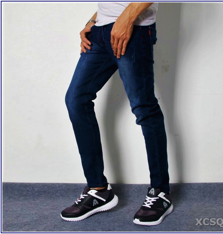 Quần jean nam cao cấp MÀU XANH ĐẬM CÀO XƯỚC không xù lông, không ra màu, chất giãn tốt v2-56