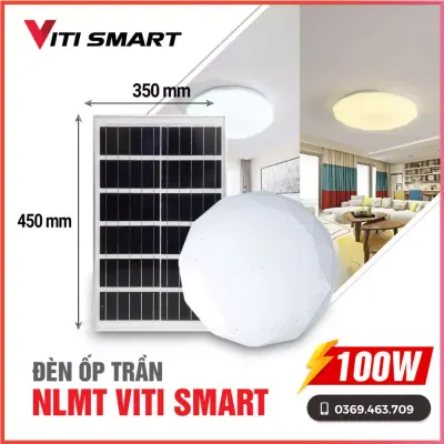 Đèn năng lượng mặt trời ốp trần trong nhà VITI SMART 100w. Den nang luong mat troi VITI SMART