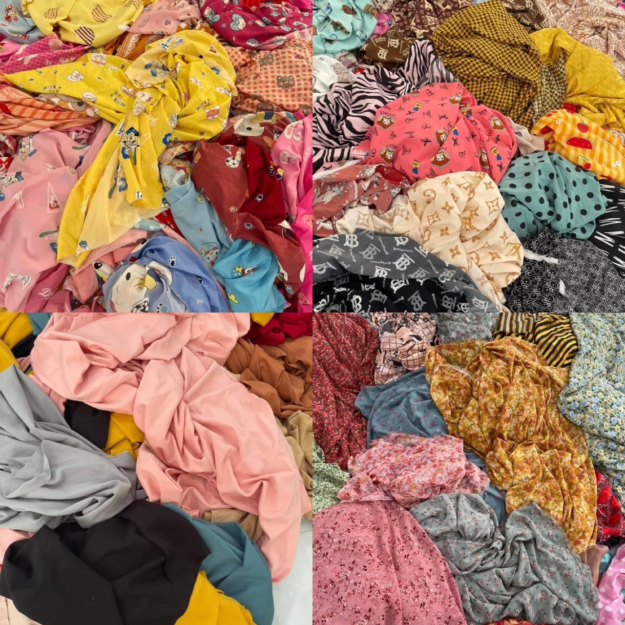 (Vải kg giá rẻ) 1kg vải khúc tập may vải kg giá rẻ khúc trên 1m hàng sạch đẹp