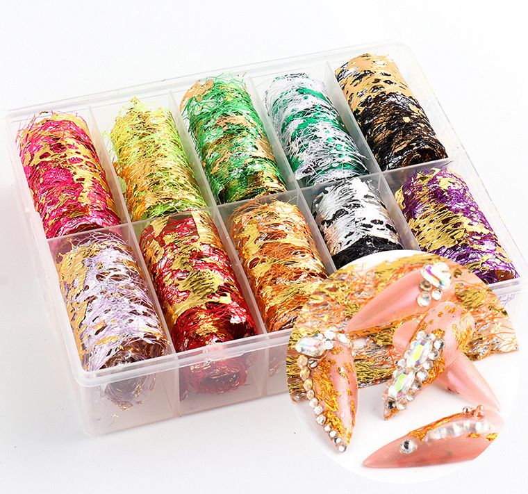 Foil Ren Giấy Bạc 10 Màu Trang Trí Móng
