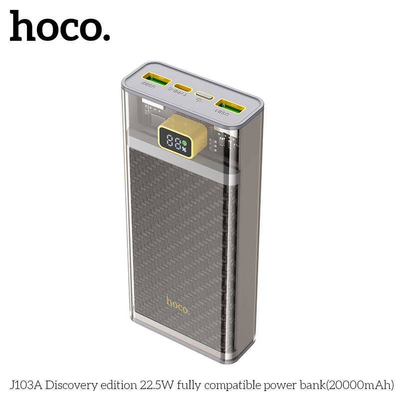 Battery backup hoco j103a 20000mah qc3.0 22.5w, pd typec 20w, lcd screen -accessories 1986