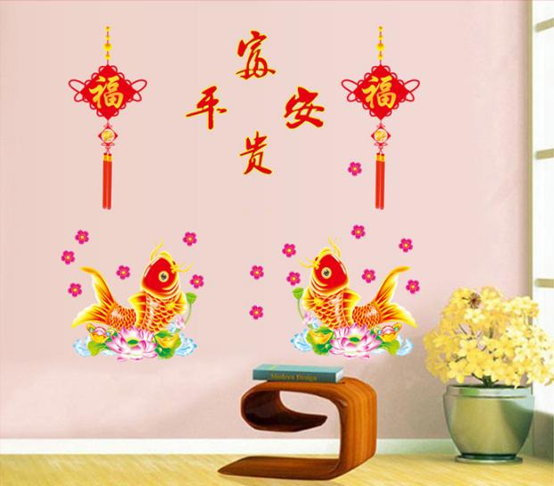 [HCM]Decal Trang Trí Tết - Cá Chép Rồng Chào Xuân