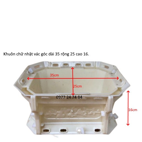 Khuôn đúc chậu cảnh abs chữ nhật vát góc dài 35 x 25 x 16 cm