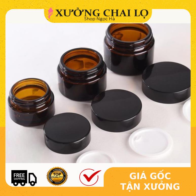 Hũ chiết mỹ phẩm thủy tinh nâu 5g/10g/15g/20g/30g/50g - hũ đựng kem face