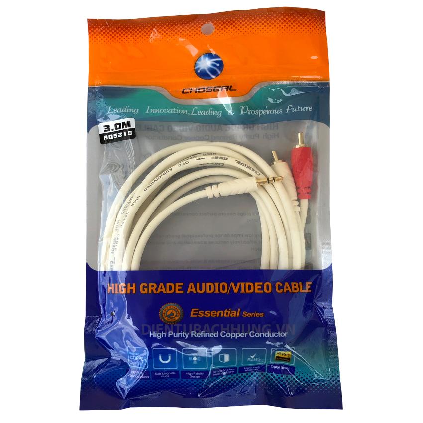 Dây loa 1 đầu 3.5 ra 2 AV CHOSEAL dài 3m