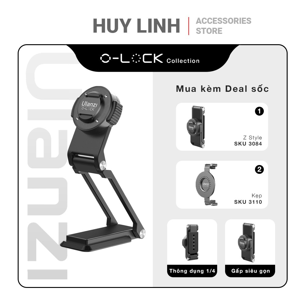Giá đỡ điện thoại thông minh chữ Z tháo lắp nhanh chóng Ulanzi O-LOCK HL3084 kiêm ngàm Arca Swiss