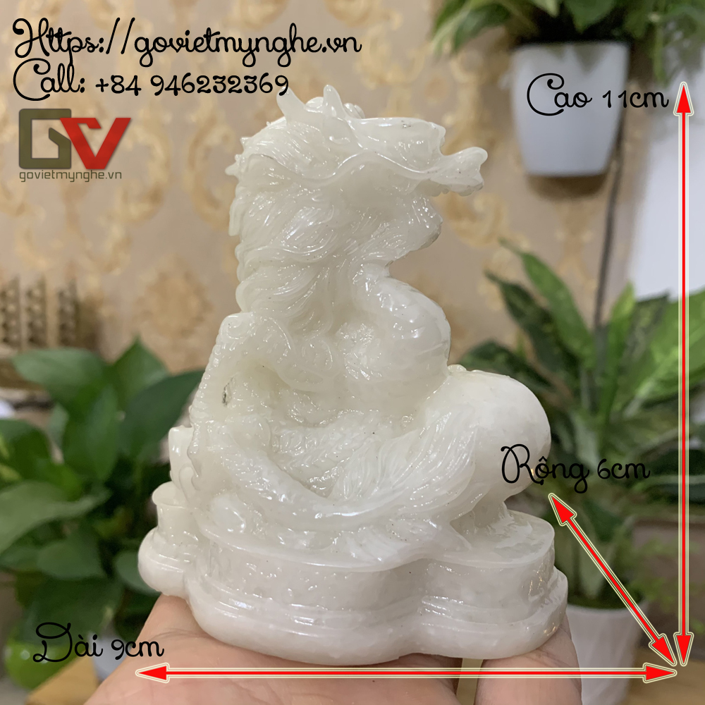 Feng Shui Dragon Ball statue desktop decoration | jade green-11cm height