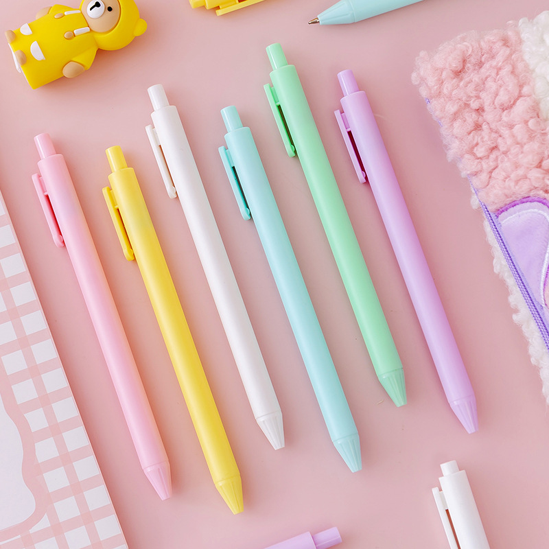 Bút Gel Bấm Macaron Ngòi 0.5mm Mực Đen