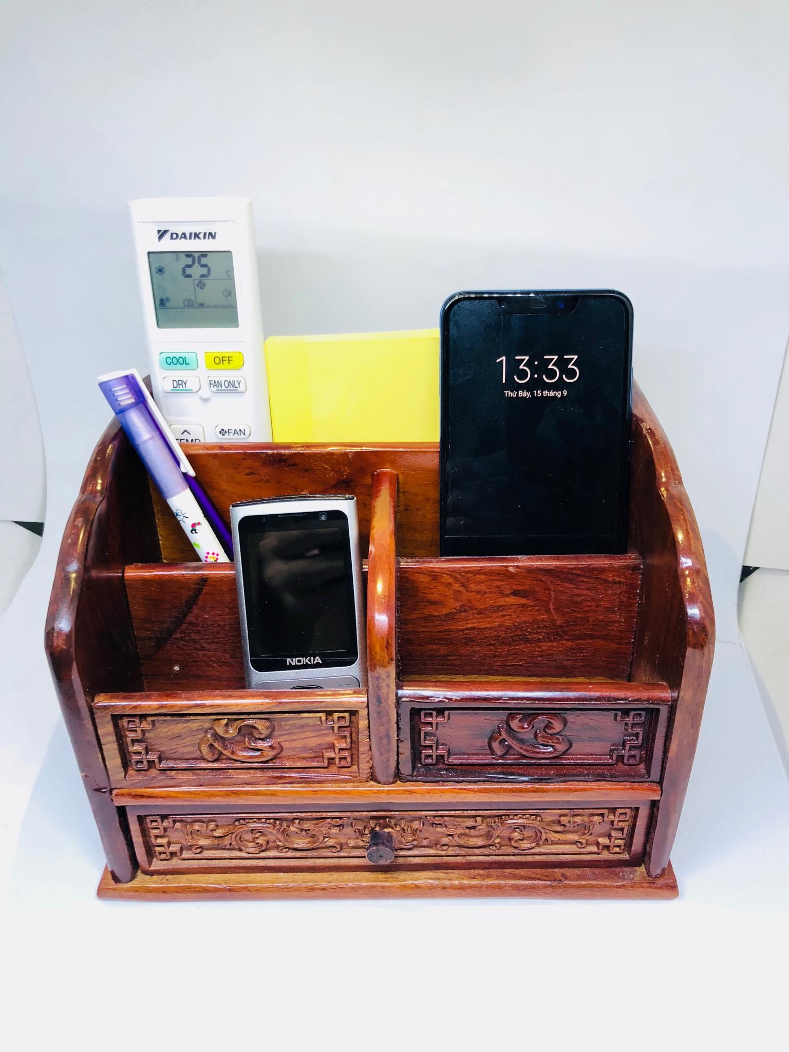 Hộp đựng khăn giấy đa năng bằng gỗ hương