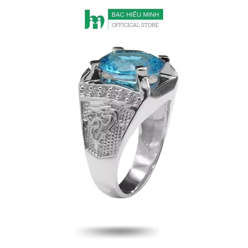 Nhẫn Nam Đá Xanh Bạc Hiểu Minh NA347S