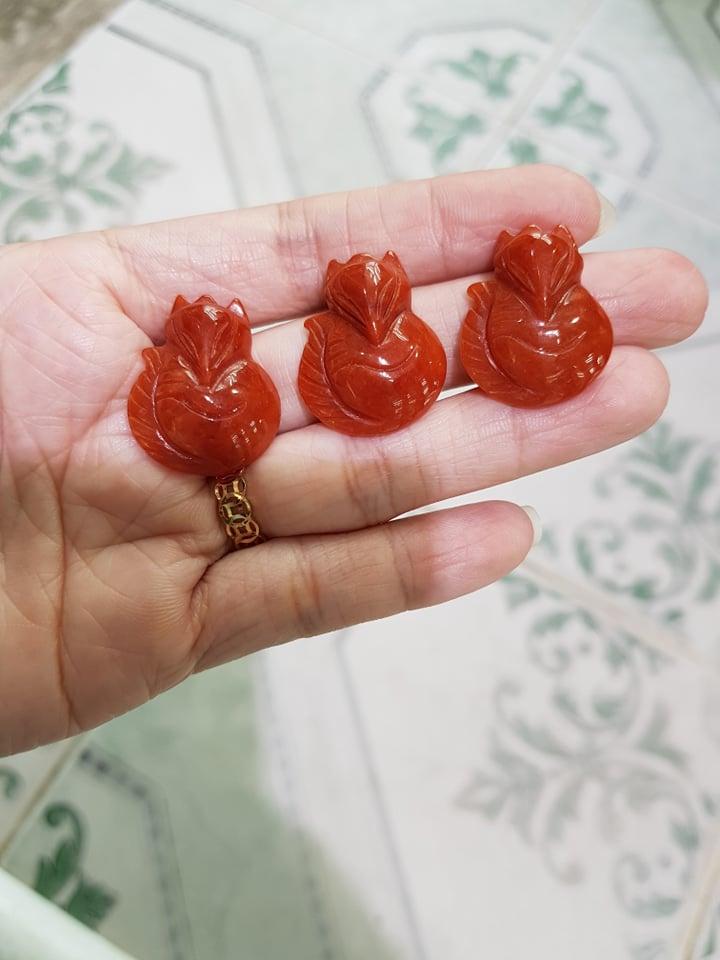 Dây Chuyền Mặt Hồ Ly Đá Cẩm Thạch Đỏ