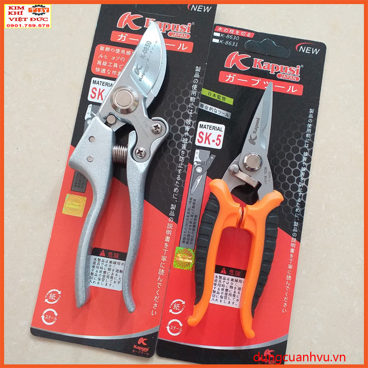 Bộ đôi kéo cắt tỉa cây cảnh Nhật Kapusi lưỡi thép SK5