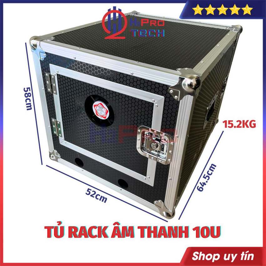 Tủ rack âm thanh 10u dày dặn 4 bánh xe - có cánh cửa - quạt làm mát, tủ máy âm thanh chuyên nghiệp cao cấp - h2pro tech